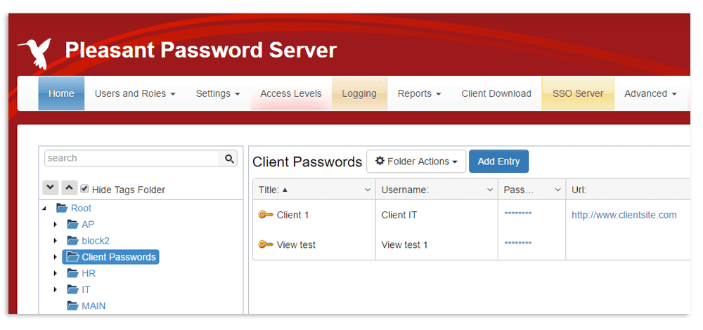 Client Web - Pleasant Password Server